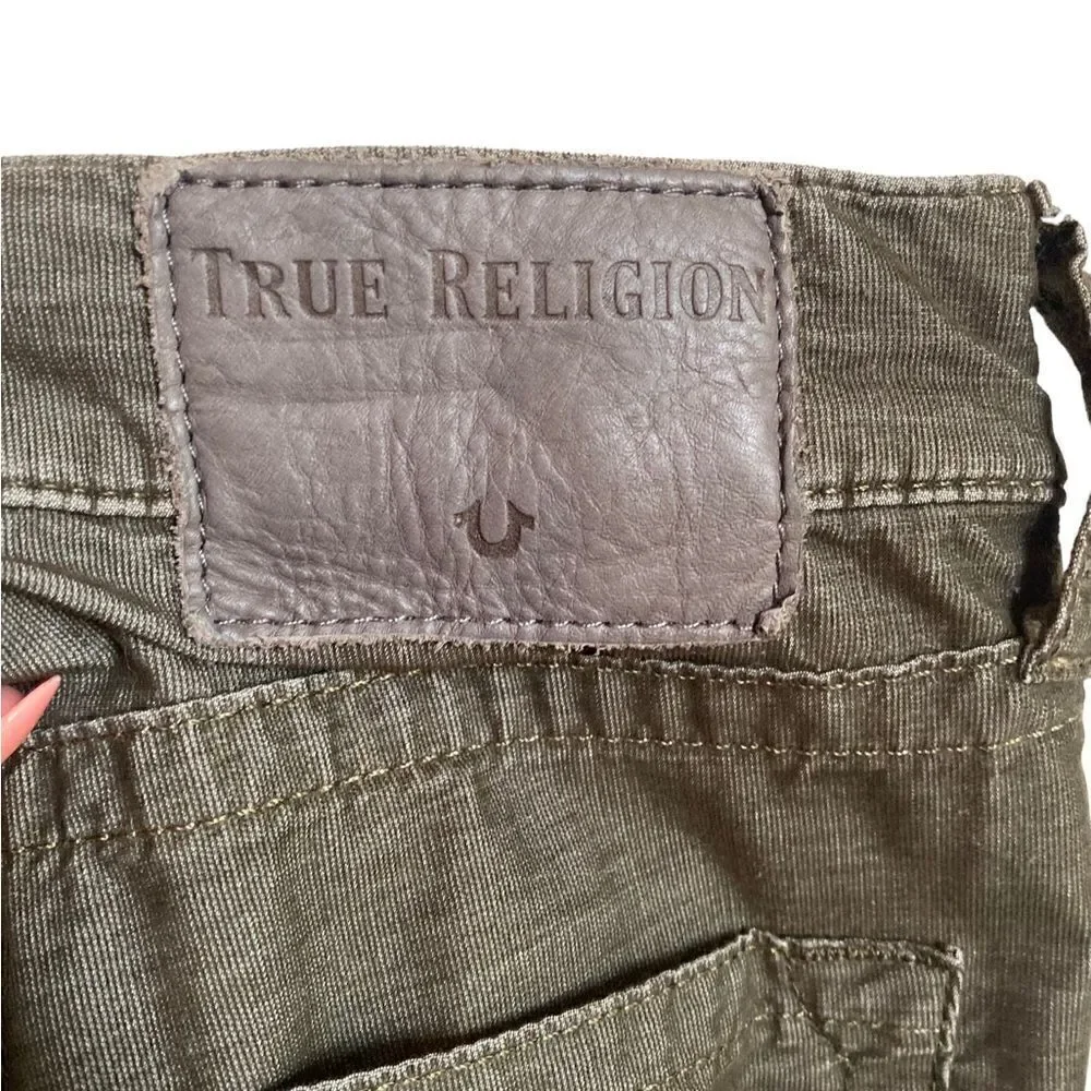 True Religion Rocco Green Corduroy Relaxed Fit Pants Size 34